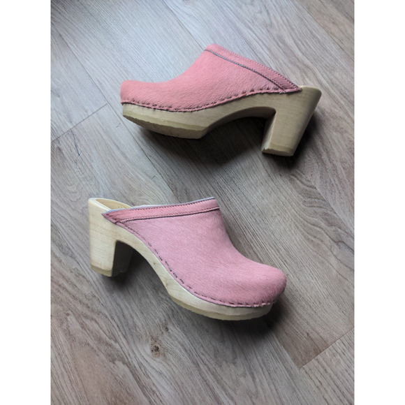 No.6 Old School Clogs High Heel Pink Pony Hair Womens 7.5 - 8 EU 38 - Picture 8 of 16